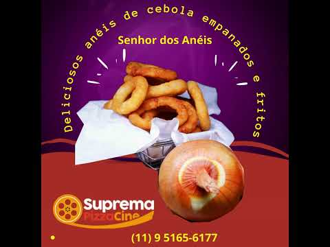 Senhor dos Anéis Deliciosos anéis de cebola empanados e fritos. Suprema Pizza Cine  #pizzariazonanor