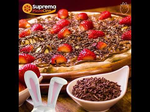 🐰Feliz Páscoa Pizza Proposta Indecente Muçarela, chocolate, morango fatiado e chocolate granulado.