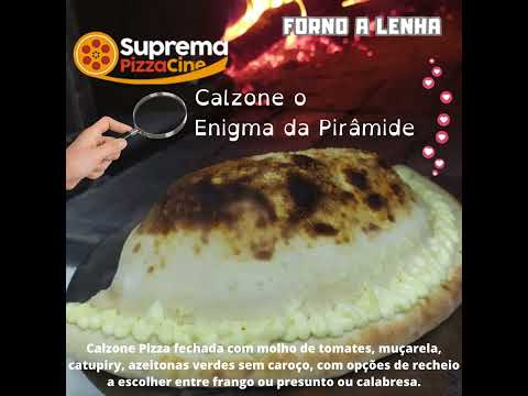 🔎 🕵 Calzone Pizza fechada com molho de tomates, muçarela, catupiry, azeitonas verdes sem caroço, c